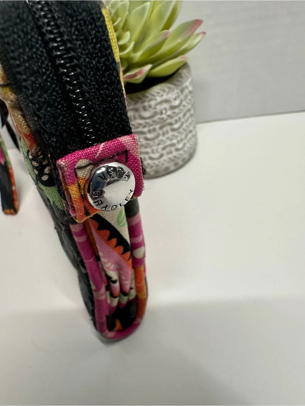 Vera Bradley Black Multi Floral Quilted Wristlet
